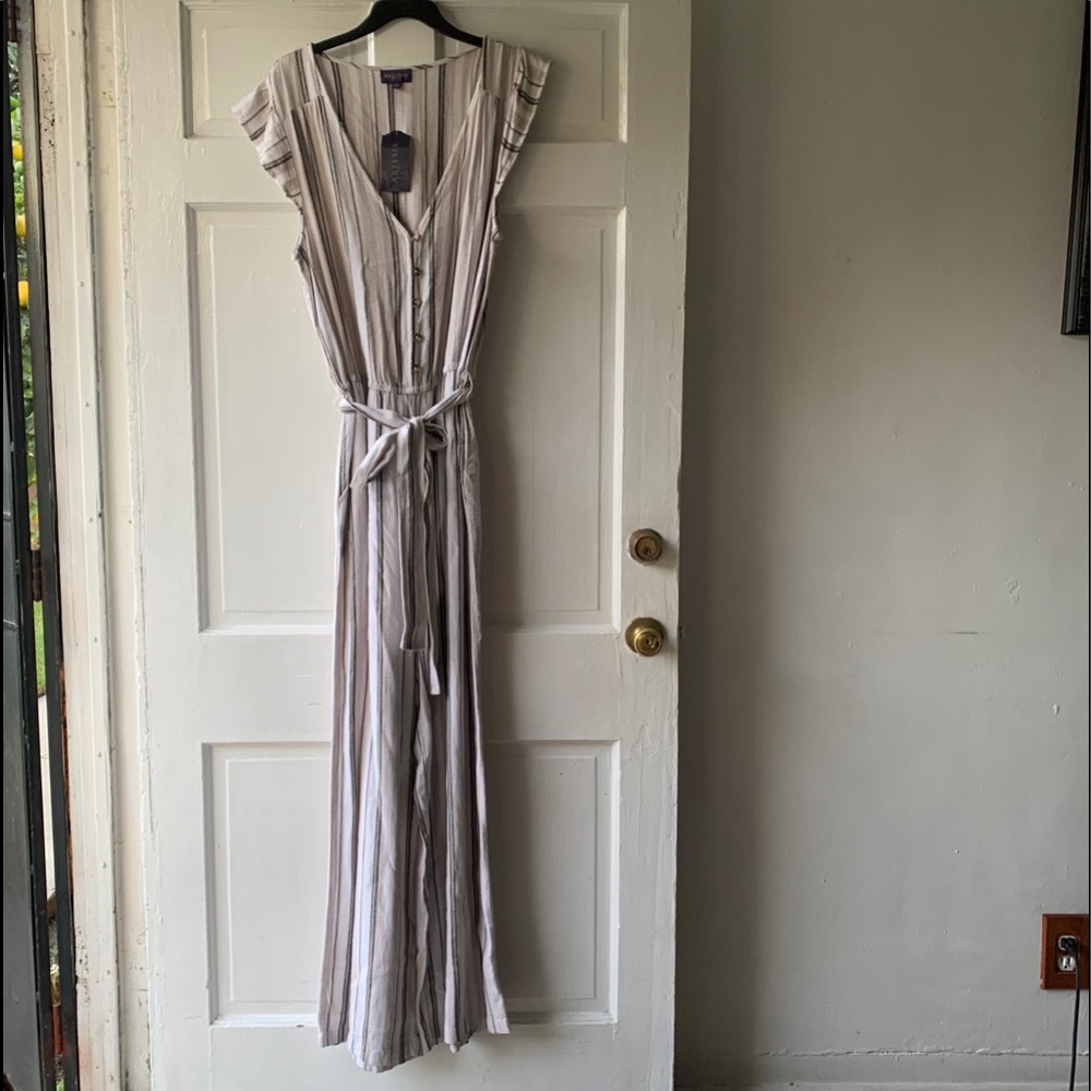 Artesia Stripped Khaki Jumpsuit